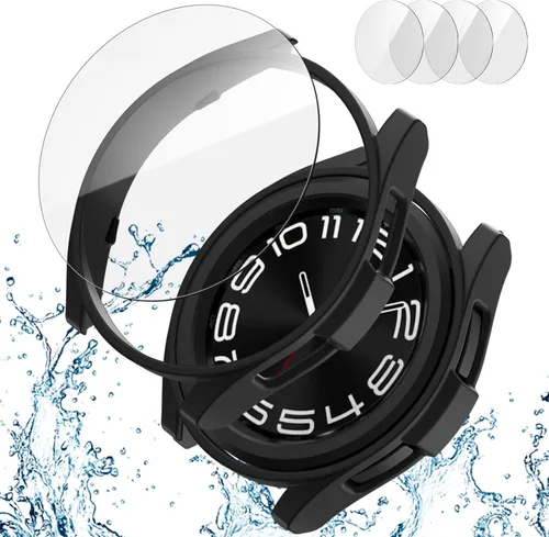 Miniatura 8 de [2+4] Paquete de protectores de pantalla para Samsung Galaxy Watch 6 de 1.575 pulgadas, JZK 2 funda protectora de policarbonato duro + 4 protectores