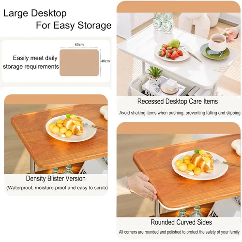 Miniatura 4 de Mesa Auxiliar Sofá Mesa Para Cama Pequeña con Ruedas Mesita Portatil Bandeja Sofá Mesas Auxiliares de Café Multifunción con Espacio