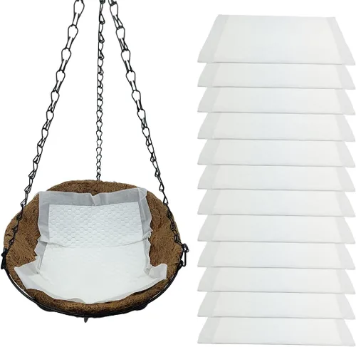 Miniatura 7 de Paquete de 8 forros de riego automático para colgar plantas, cesta de plantas de 10 x 14 pulgadas, dispositivos de riego de coco, tapete de riego