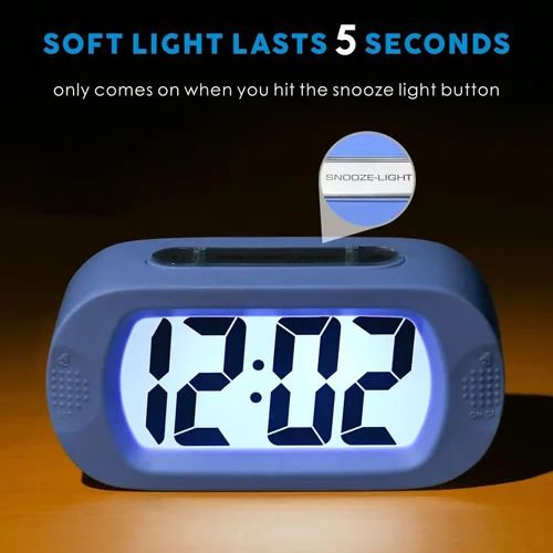 Miniatura 3 de Plumeet Reloj Despertador para Niños LCD Digital Grande Relojes Despertadores de Viaje con Repetición y Luz Nocturna - Sonido Ascendente