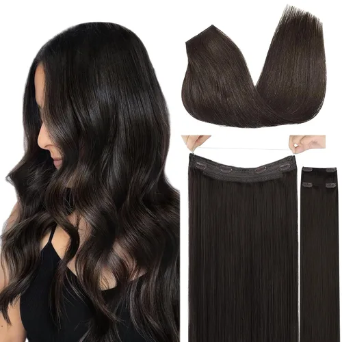 Miniatura 23 de GOO GOO Extensiones de Cabello Humano con Alambre, 18A/613A Rubio Oscuro mezclado con Rubio Decolorado Resaltado 18 pulgadas 95g, Extensiones