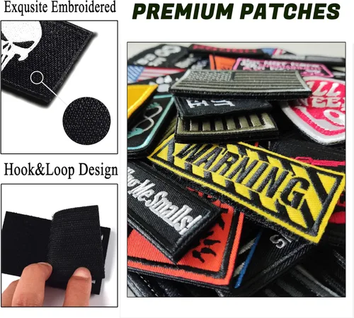 Miniatura 4 de Paquete de 12 parches tácticos de moral al azar, lazo de bordado completo y gancho para sujetar gorras, bolsos, mochilas, arnés, chaleco, uniformes