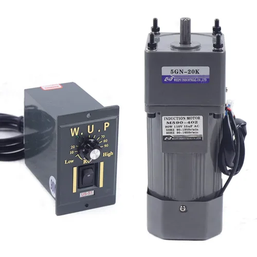 Motor de engranaje de CA de 110 V, 90 W, 68 RPM, motor eléctrico monofásico con controlador de velocidad variable ajustable, motor con engranaje de