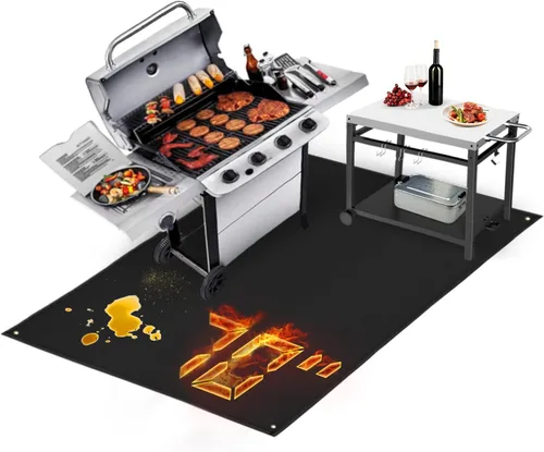 Miniatura 10 de TOHONFOO Alfombrilla extragrande de 90 x 48 pulgadas para parrilla al aire libre – Tapetes para parrilla al aire libre para proteger la terraza