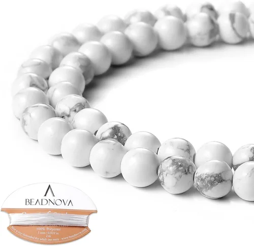 Miniatura 54 de Cuentas de ónix negro BEADNOVA con cuentas de cristal natural, piedras preciosas, redondas, sueltas, curativas de energía con cordón elástico de 01)