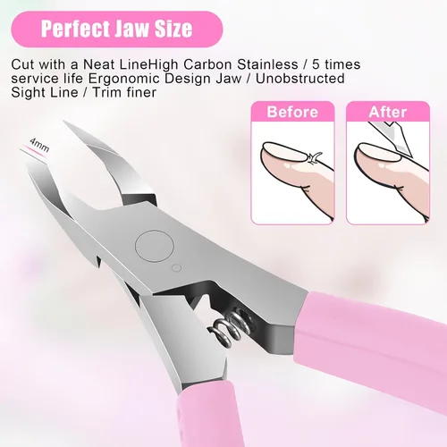 Miniatura 3 de Diesisa Cortadora de cutículas, extremadamente afilada, cortacutículas para uñas con mango de silicona, antideslizante, cortador profesional