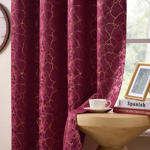 Miniatura 10 de Cortinas marrones y doradas de 63 pulgadas de largo, 2 paneles de cortinas geométricas para oscurecer la habitación, cortinas con ojales, estampado