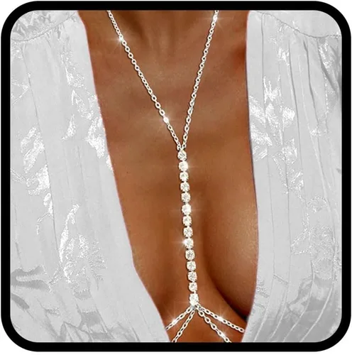 Tgirls Layered Rhinestone Body Chain Sexy Gold Body Belly Chain Beach Body Jewelry Party for Women