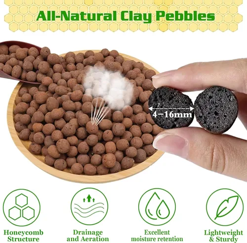 Miniatura 2 de Legigo 1.8 KG de guijarros de arcilla Leca orgánicos para plantas, bolas de Leca 100% naturales de 4mm-16mm para plantas de interior, guijarros