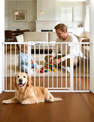 Miniatura 19 de Babelio - Puerta de bebé de 73-109 cm, con cierre automático, fácil de instalar, puerta de seguridad extra ancha para mascotas, Walk Thru