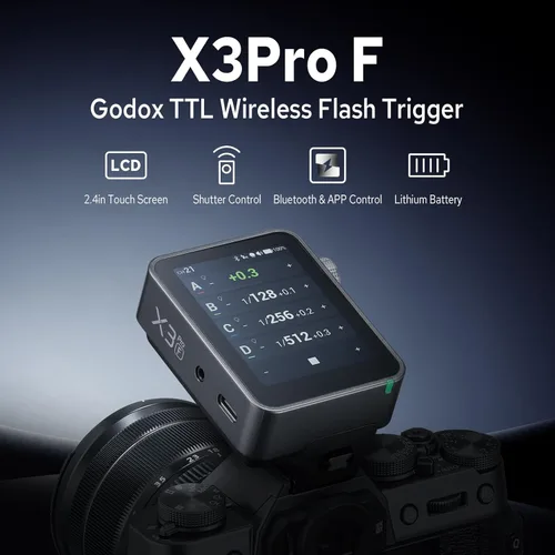 Miniatura 2 de Godox X3 Pro F X3Pro-F TTL - Disparador de flash inalámbrico para cámara Fuji, transmisor de flash inalámbrico 2.4G, pantalla OLED de alta