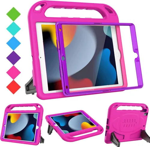 Miniatura 16 de BMOUO Funda para niños para iPad de 9ª/8ª/7ª generación (iPad de 10.2 pulgadas, 2021/2020/2019), con protector de pantalla integrado, soporte