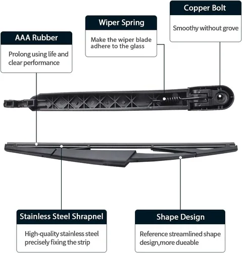 Miniatura 2 de MIKKUPPA Brazo de limpiaparabrisas trasero, Reemplazo para Ford Expedition 2009-2016, Lincoln Navigator, Reemplazo de conjunto de limpiaparabrisas