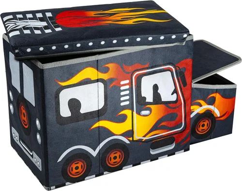 Miniatura 7 de KAP Caja de juguetes para niños, tamaño junior, baúl de juguete interactivo con luz LED, contenedor de almacenamiento decorativo para camiones