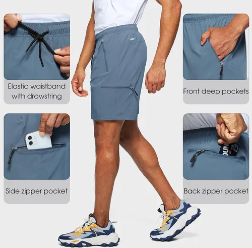 Miniatura 4 de Viodia Pantalones cortos de senderismo para hombre, elásticos, de secado rápido, ligeros, para hombre, pantalones cortos deportivos de pesca