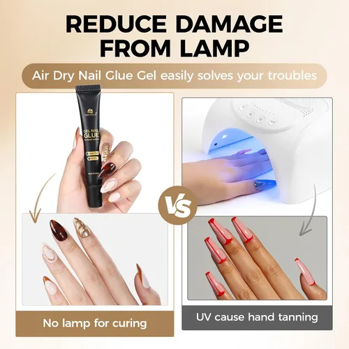 Miniatura 7 de UNA GELLA Pegamento de uñas de gel fuerte sin U V, 0.53 oz* 2 piezas de pegamento de uñas para prensa, no necesita lámpara, uñas semisólidas