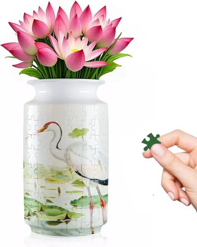Miniatura 12 de Jarrón de rompecabezas 3D para adultos, 162 piezas de plástico curvado único, regalo de inauguración de la casa para arreglos florales y decoración