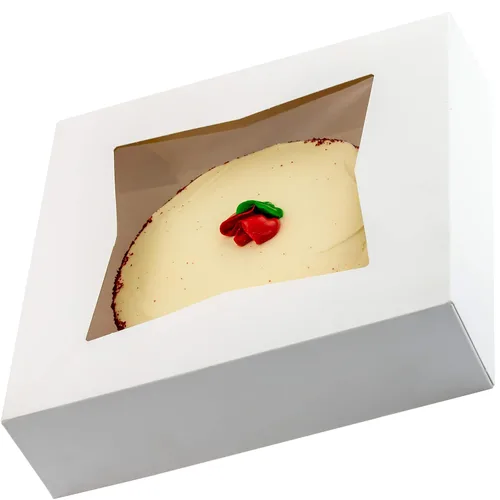 Caja de panadería blanca gourmet de 10 pulgadas, 1 unidad/caja individual. Bonita ventana para tartas, pasteles, cupcakes, pasteles. Transporta