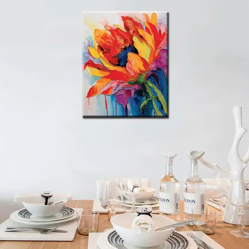 Miniatura 3 de Pintura al óleo DIY pintar por números para adultos principiante flores amarillas pintura por números antiestrés pintura digital al óleo, pintura