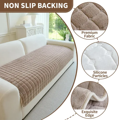 Miniatura 4 de Funda de terciopelo para sofá, lavable, antideslizante, para sofá modular de 3 cojines, sillón reclinable en forma de L, fundas protectoras