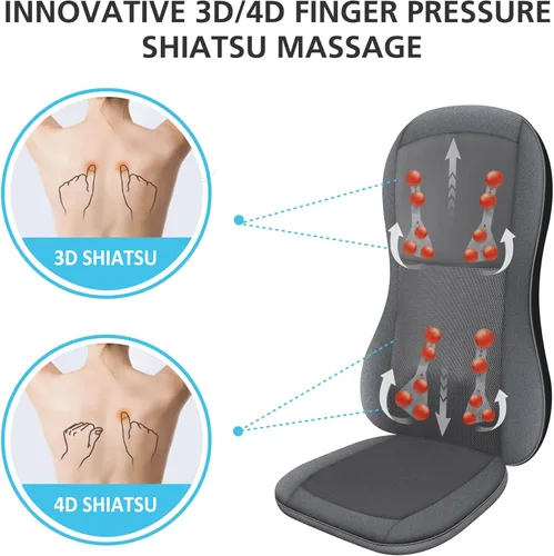 Miniatura 2 de COMFIER Shiatsu - Masajeador de respaldo completo, almohadilla para silla de masaje con calor, cojín de asiento de masaje 2D/3D, masajeador de silla