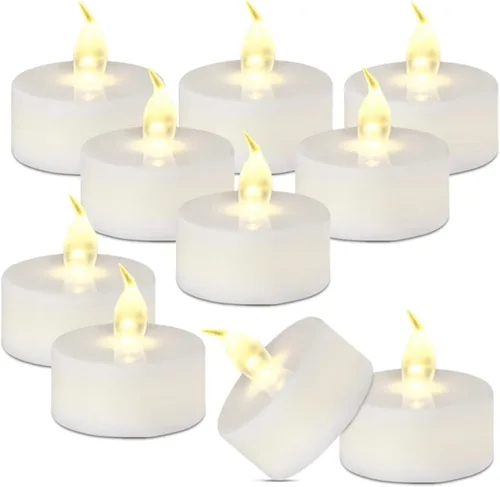 Miniatura 10 de Velas de té LED sin llama: paquete de 24 velas falsas alimentadas por batería, baterías incluidas, sin perfume, para celebración de temporada