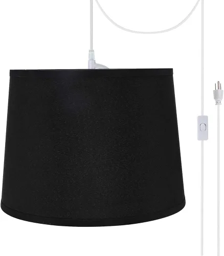 Miniatura 30 de Aspen Creative, 72306-11 - Kit de conversión de luz colgante de techo con pantalla de tela imperio de tapa dura, 14 pulgadas de ancho