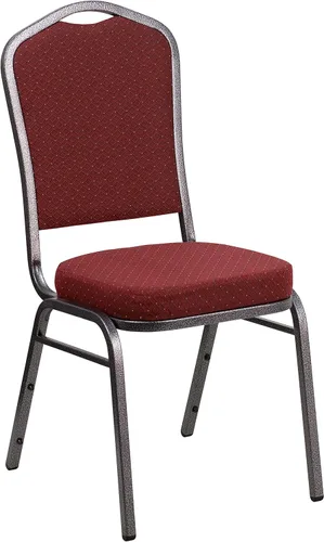 Miniatura 36 de Flash Furniture HERCULES Series - Silla apilable para banquetes con respaldo de corona en tela negra con estampado, marco de vena plateada Tela