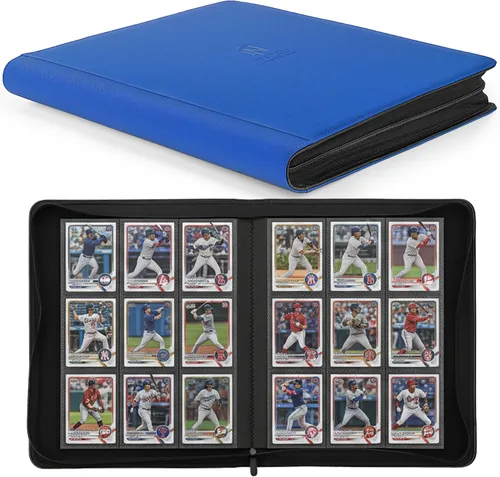 Miniatura 22 de Carpeta Premium de Tarjetas Coleccionables con más de 1000 bolsillos, Carpeta de 16 bolsillos sin anillo de carga lateral para cartas de Negro