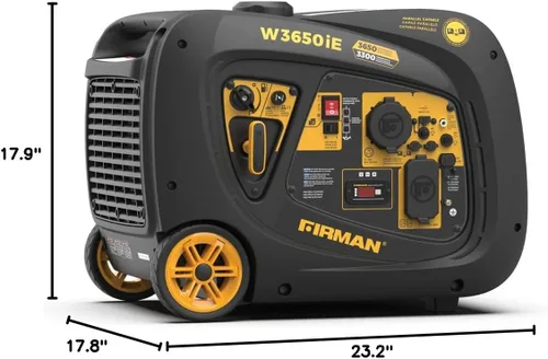 Miniatura 10 de FIRMAN Generador portátil con inversor de gas W03382, potencia de arranque eléctrico de 3650 W, silenciador silencioso de la serie Whisper, modo