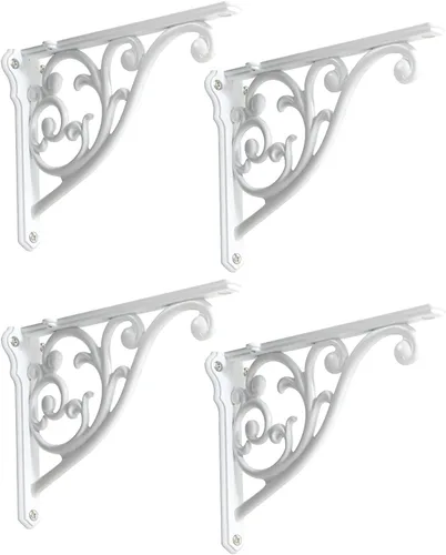 Miniatura 45 de Soportes de estante de 4 pulgadas, paquete de 4 soportes de pared de latón antiguo de alta resistencia, estantes decorativos de cocina victoriana