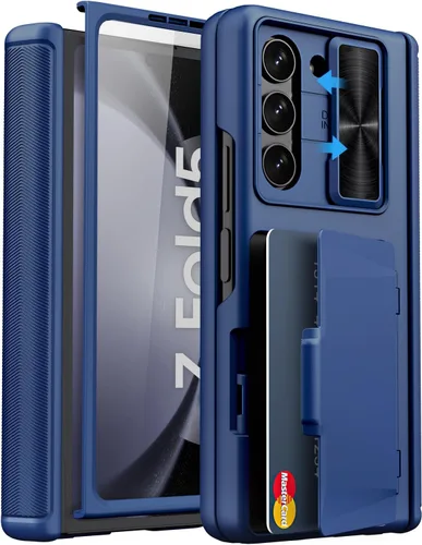 Miniatura 17 de Funda para Samsung Galaxy Z Fold 5 con tarjetero y cubierta para cámara deslizante, protector de pantalla integrado y protección de bisagra, funda