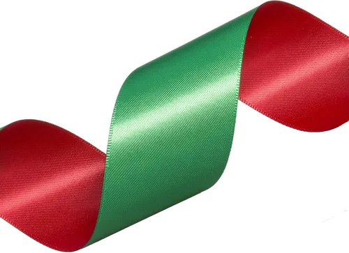 Miniatura 2 de YASEO Cinta de dos tonos de doble cara, 20 yardas y 1 1/2 pulgadas, cinta de satén verde y rojo de doble cara para Navidad, boda, cumpleaños