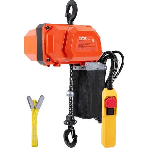 Miniatura 9 de VEVOR Polipasto eléctrico de cadena, capacidad de carga de 330 libras, altura de elevación de 10 pies, velocidad de 10 pies/min, 120 V, grúa
