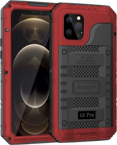 Miniatura 25 de Beasyjoy Funda impermeable para iPhone 12 Pro Max, cubierta protectora de cuerpo completo con protector de pantalla incorporado, resistente a Negro