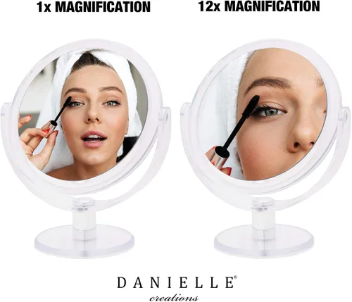 Miniatura 5 de Danielle Creations - Espejo de maquillaje de doble cara de 6.75 pulgadas con vidrio Ultra Vue, 12 magnficaciones, acrílico transparente