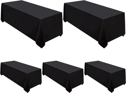 Miniatura 24 de Surmente Mantel cuadrado para mesas cuadradas o redondas, 100% poliéster, 52 x 52 pulgadas, mantel para bodas, banquetes o restaurantes (negro)