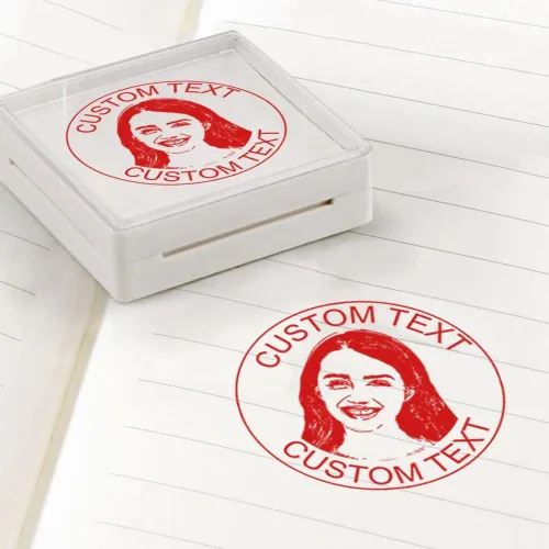Miniatura 4 de Sellos personalizados autoentintados, sellos de fotos personalizados para retratos con cara y texto, suministros de oficina, negocios, sello