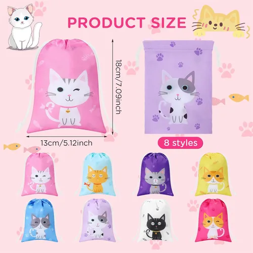Miniatura 2 de Faccito 24 bolsas de regalo de fiesta de gatos, bolsas de regalo de cumpleaños con temática de gato, bolsa de regalo para gatitos para mascotas