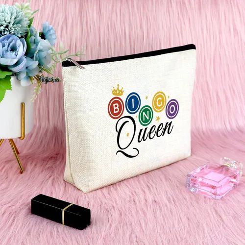 Miniatura 6 de Sfodiary Regalos de juego de bingo para adolescentes, bolsa de maquillaje para amantes del bingo y reina para jugadores, amantes del casino, bolsa