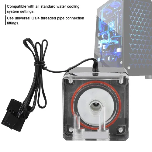 Miniatura 4 de Bomba de agua silenciosa, bomba de agua integrada de refrigeración por agua de PC, soporta velocidad de control inteligente PWM, conexión universal
