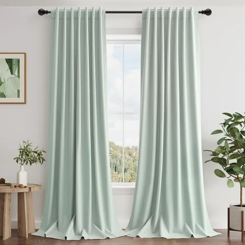 Cortinas opacas de color verde aguamarina de 102 pulgadas de largo para dormitorio, modernas y elegantes cortinas negras de color verde claro, con
