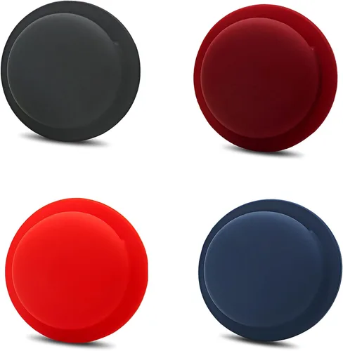 Funda adhesiva de silicona para Apple Airtag, paquete de 4 fundas para AirTag con collar de perro y Apple AirTag para niños [negro, rojo vino, rojo,