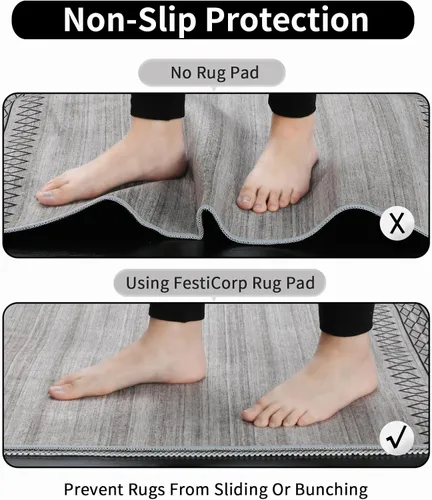 Miniatura 6 de FestiCorp Almohadillas antideslizantes para alfombras de 2 x 3 pies, con agarre antideslizante, para debajo de alfombras y suelos de superficie dura