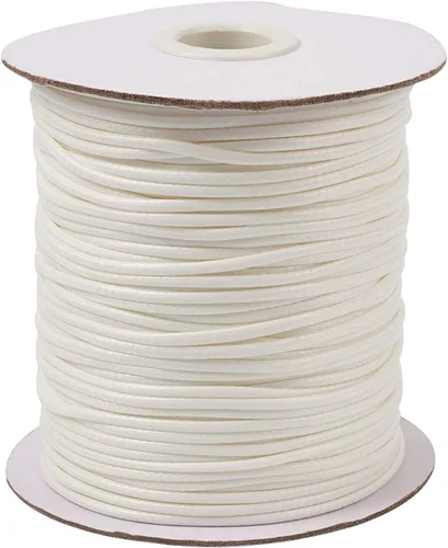 Miniatura 41 de Cordón de poliéster encerado coreano de 100 yardas, hilo de cordón trenzado beige para collar, cuerda de alambre de 0.079 pulgadas con carrete
