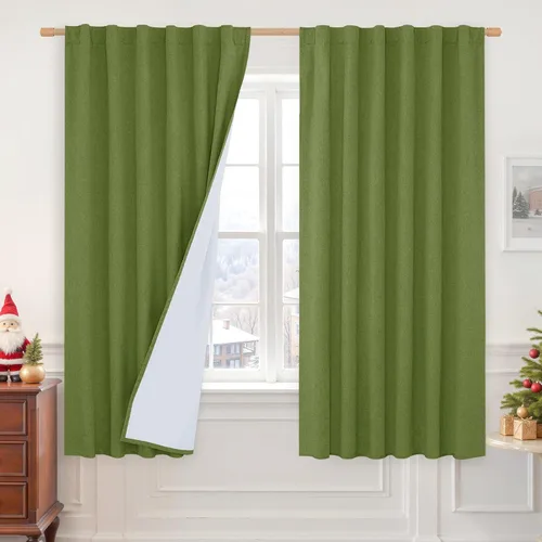 Miniatura 139 de LAMIT Cortinas de lino natural 100 % opacas para ventana, para dormitorio, 45 pulgadas, cortinas térmicas con textura de lino estilo granja