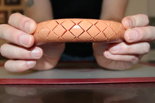 Miniatura 6 de Slotdog - Herramienta de corte para hot dogs - Cuchillos de corte de acero inoxidable para cocina, parrilla, fiestas improvisadas, camping y Rojo