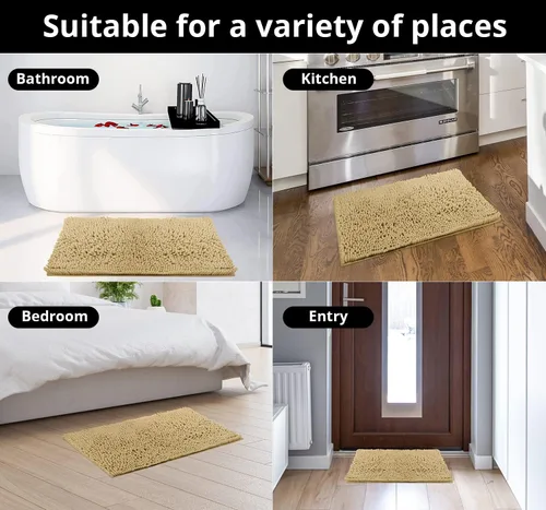 Miniatura 6 de Alfombras de baño, extra suaves y absorbentes, antideslizantes, felpilla de lujo, alfombras de felpa para bañeras, ducha y debajo del fregadero