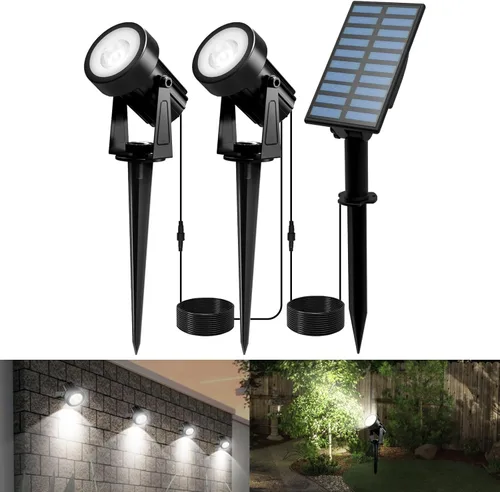 Miniatura 17 de T-SUNUS - Foco solar para jardín al aire libre, 4 en 1, luces solares IP65, impermeable, cable de 9.8 pies, panel solar separado de 5 W, Amarillo