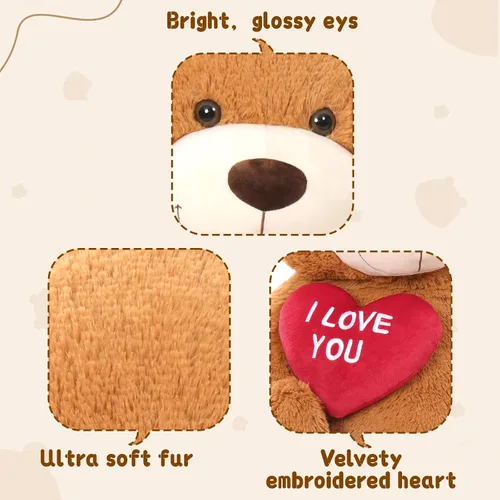 Miniatura 4 de MaoGoLan Oso de peluche grande con corazón rojo "I Love You", regalo de oso de peluche grande de 36 pulgadas para niños, novio, novia, esposa